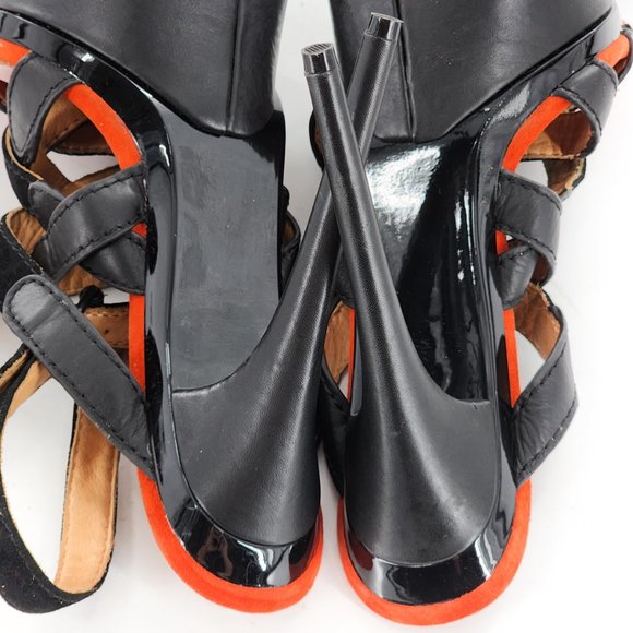 L.A.M.B. Suede Leather Platform Sandals Black Orange NEW - Picture 10 of 10
